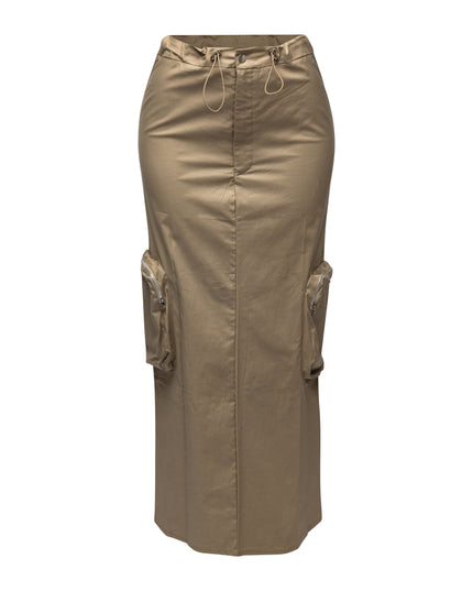Side zippered pocket maxi cargo skirt - Muvin 