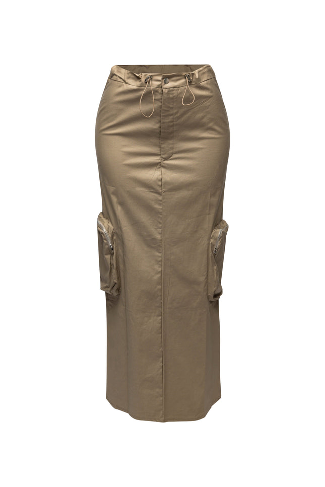 Side zippered pocket maxi cargo skirt - Muvin 
