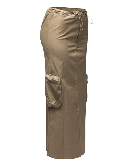 Side zippered pocket maxi cargo skirt - Muvin 