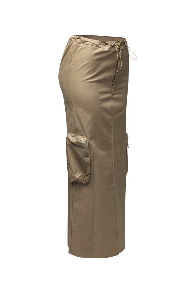 Side zippered pocket maxi cargo skirt - Muvin 