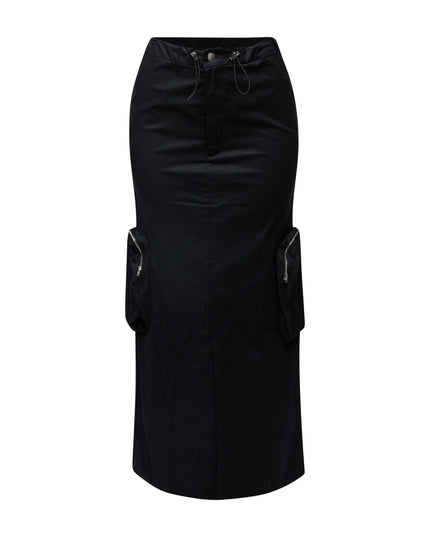 Side zippered pocket maxi cargo skirt - Muvin 