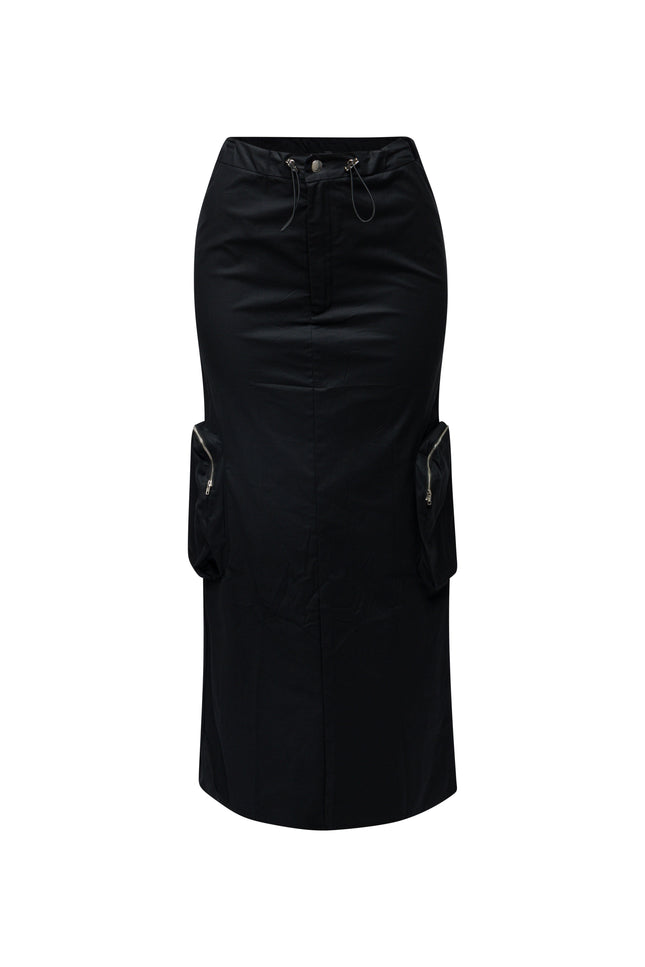 Side zippered pocket maxi cargo skirt - Muvin 