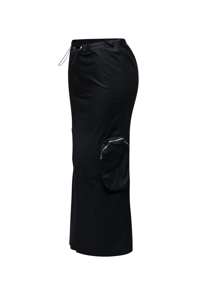 Side zippered pocket maxi cargo skirt - Muvin 
