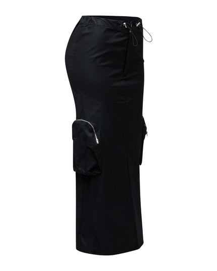 Side zippered pocket maxi cargo skirt - Muvin 