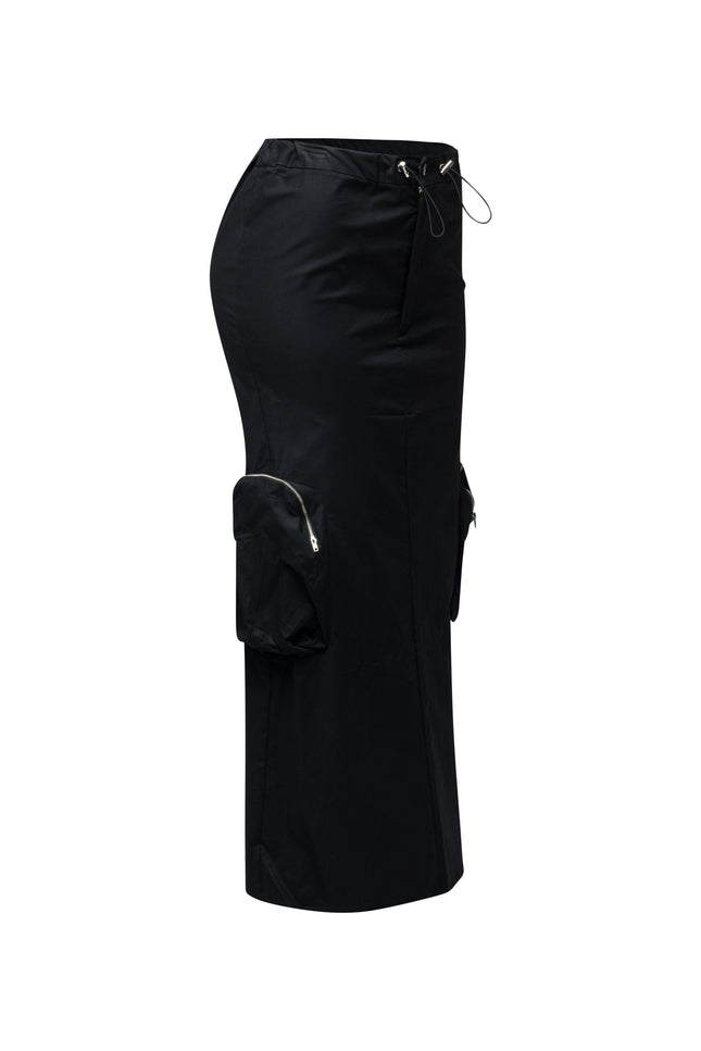 Side zippered pocket maxi cargo skirt - Muvin 