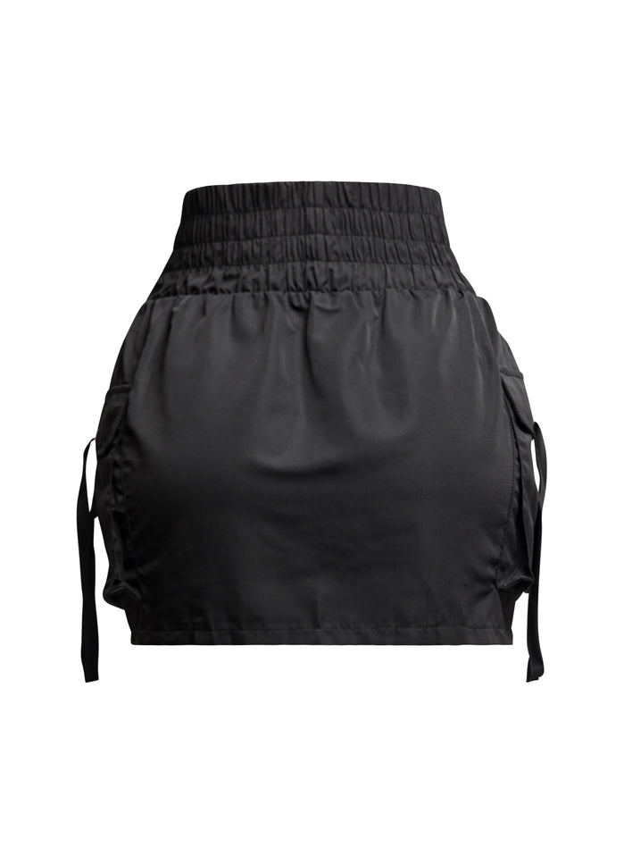 Wide waistband mini skirt with pockets - Muvin 