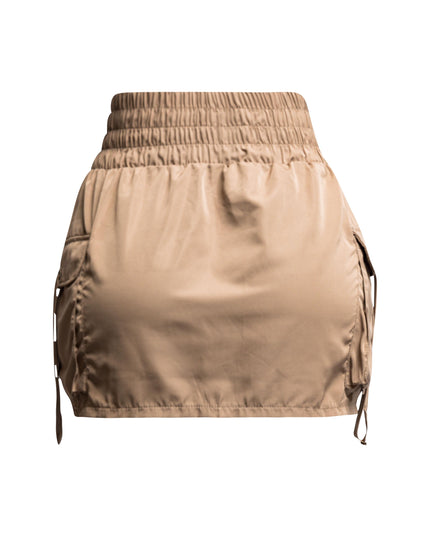 Wide waistband mini skirt with pockets - Muvin 