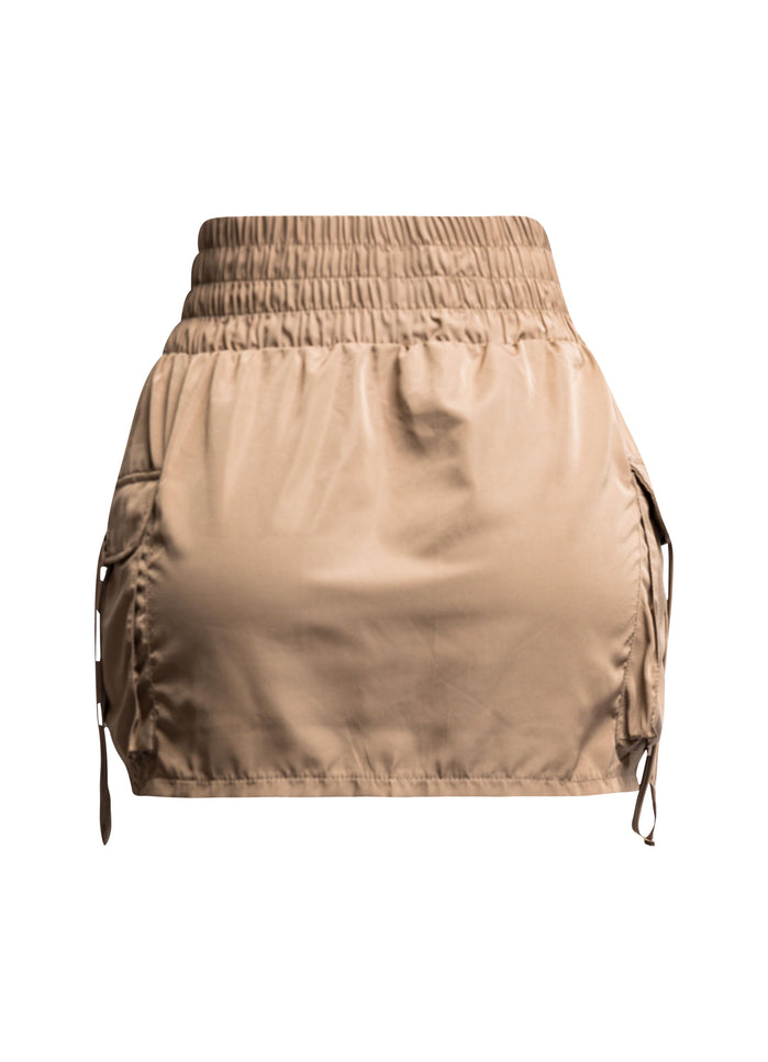 Wide waistband mini skirt with pockets - Muvin 