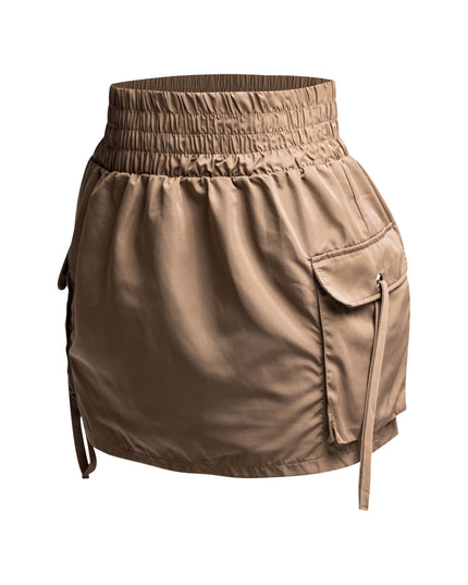 Wide waistband mini skirt with pockets - Muvin 