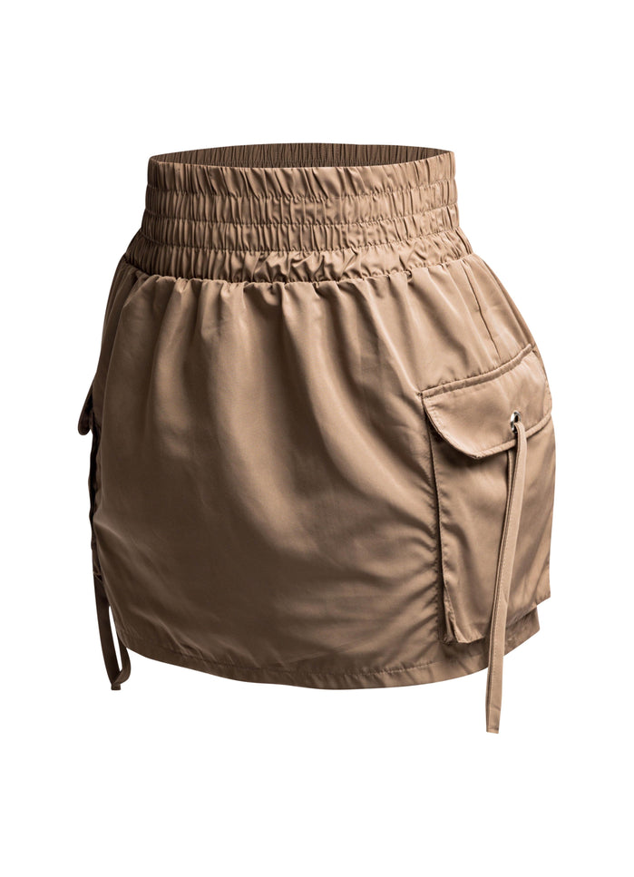 Wide waistband mini skirt with pockets - Muvin 
