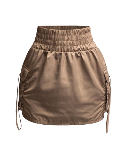 Wide waistband mini skirt with pockets - Muvin 