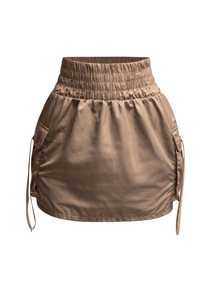 Wide waistband mini skirt with pockets - Muvin 