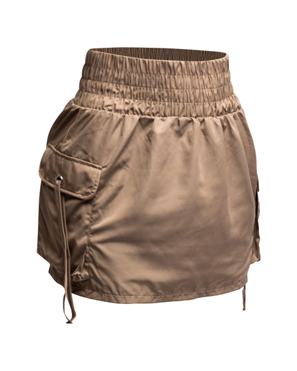 Wide waistband mini skirt with pockets - Muvin 