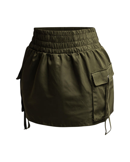 Wide waistband mini skirt with pockets - Muvin 