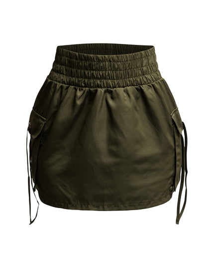 Wide waistband mini skirt with pockets - Muvin 