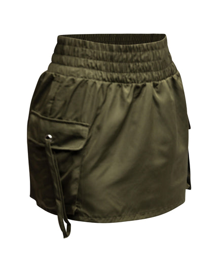 Wide waistband mini skirt with pockets - Muvin 