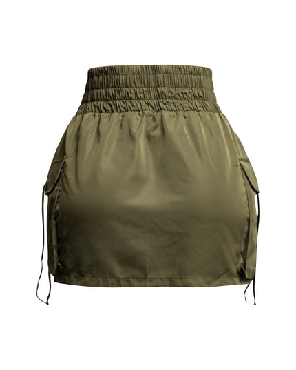 Wide waistband mini skirt with pockets - Muvin 