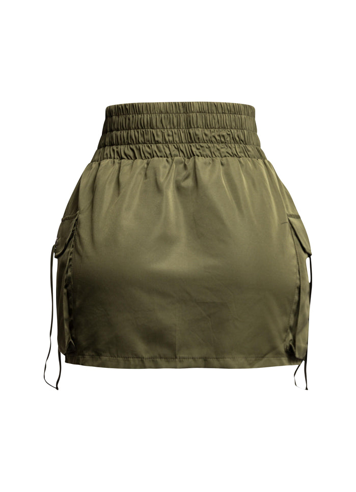 Wide waistband mini skirt with pockets - Muvin 