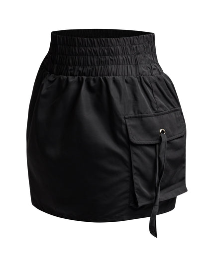 Wide waistband mini skirt with pockets - Muvin 