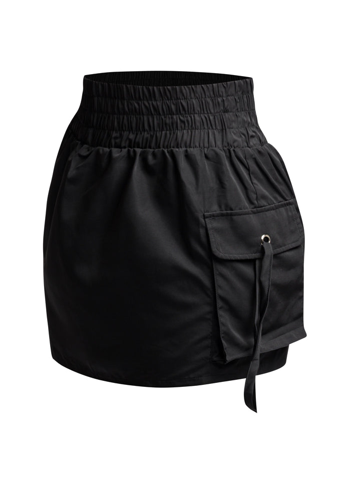 Wide waistband mini skirt with pockets - Muvin 