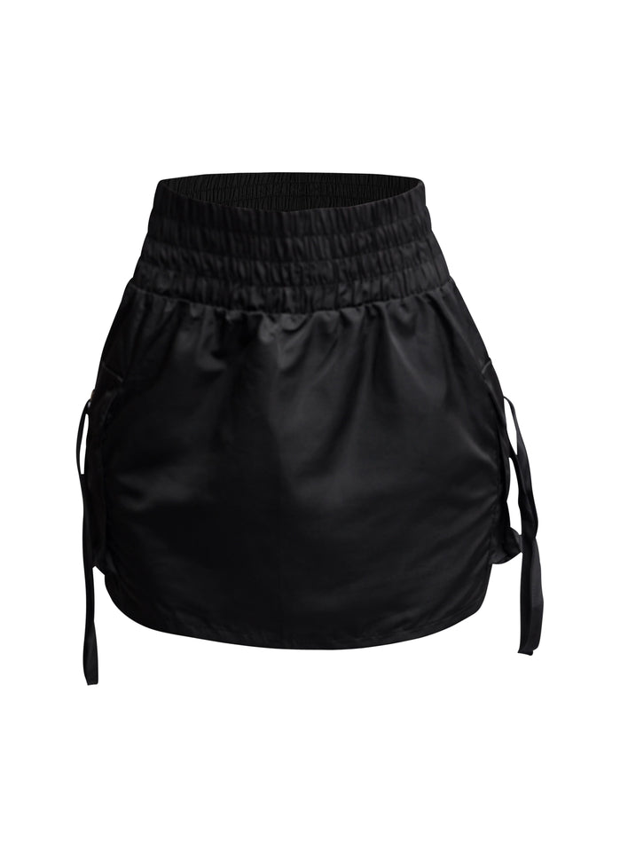 Wide waistband mini skirt with pockets - Muvin 