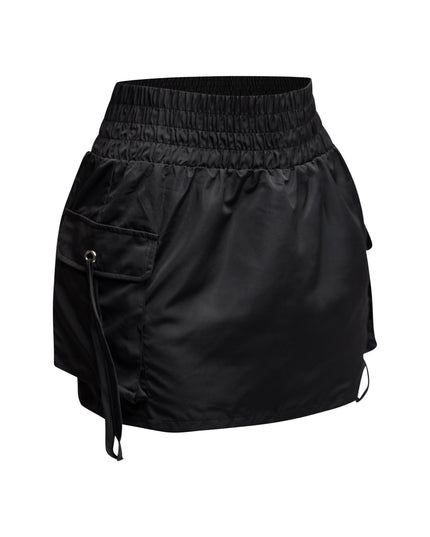 Wide waistband mini skirt with pockets - Muvin 