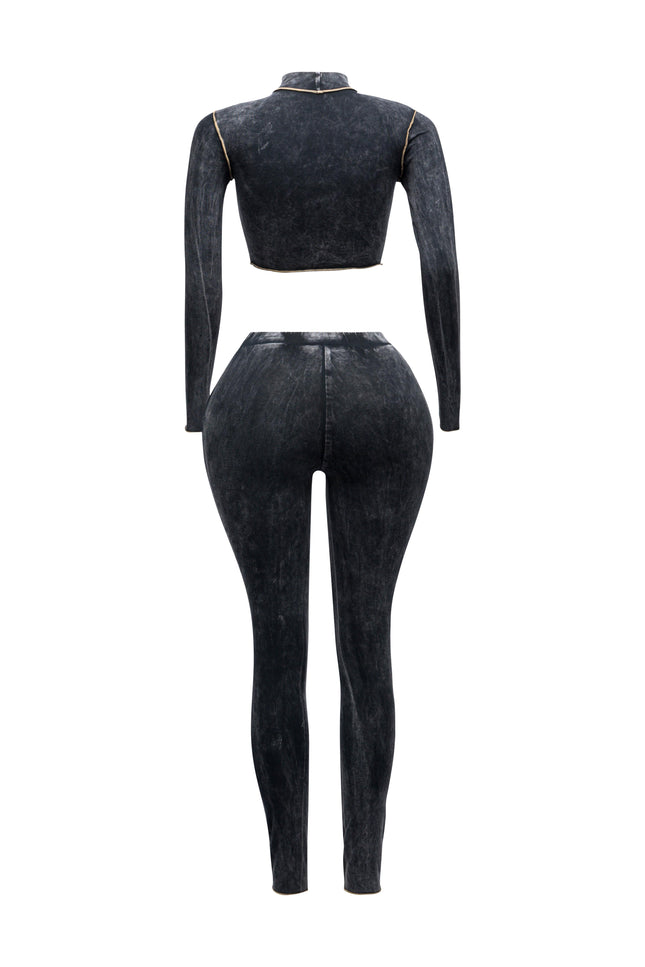 Mineral washed cut out top and leggings set - Muvin 