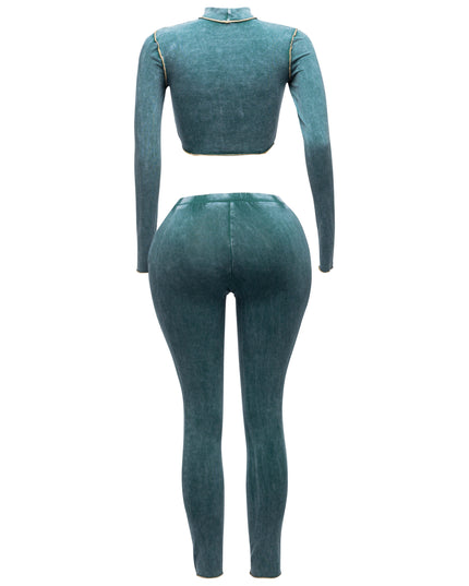 Mineral washed cut out top and leggings set - Muvin 