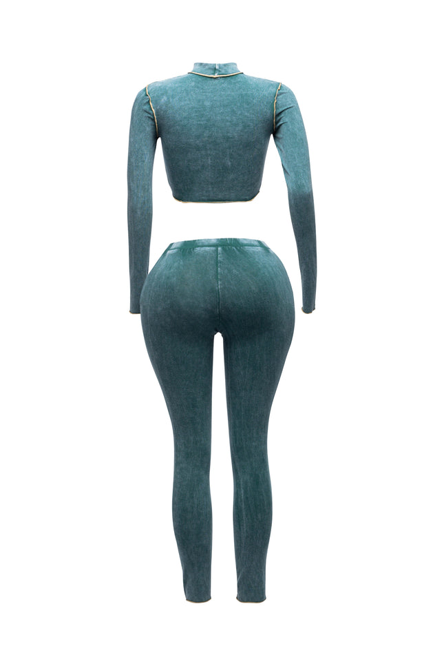 Mineral washed cut out top and leggings set - Muvin 