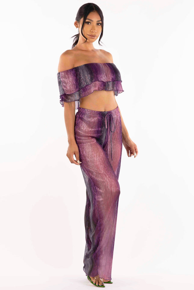 Ruffle off shoulder set - Muvin 