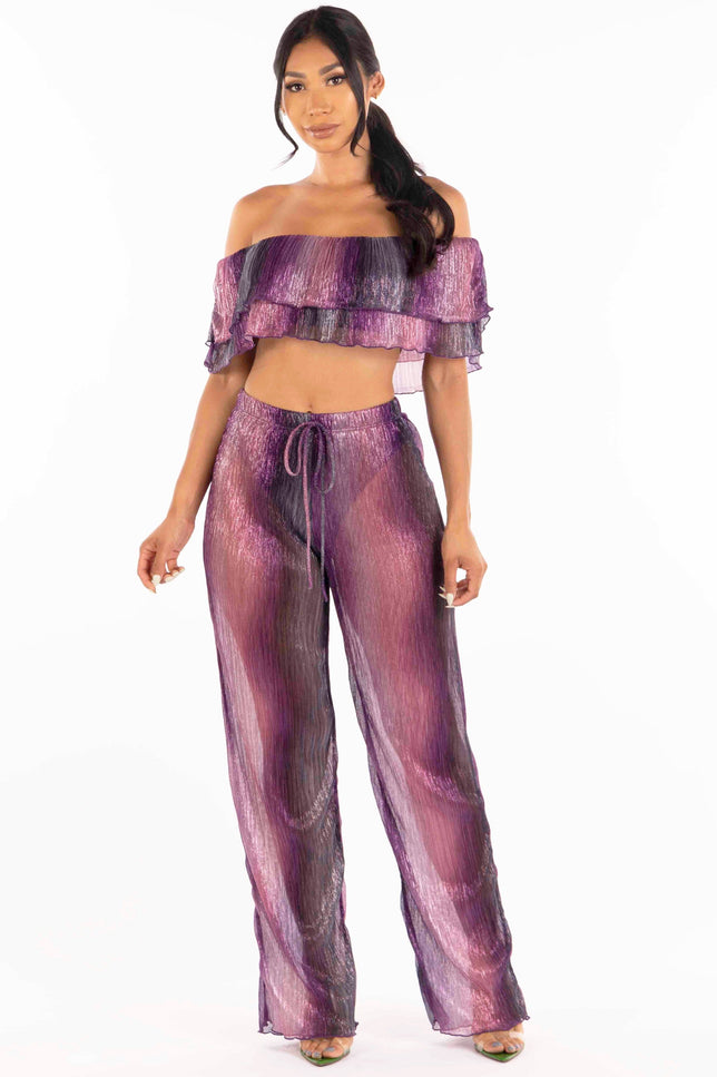 Ruffle off shoulder set - Muvin 