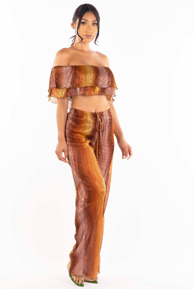 Ruffle off shoulder set - Muvin 