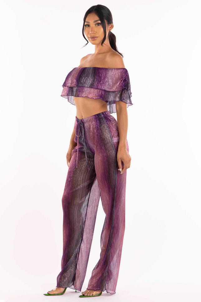 Ruffle off shoulder set - Muvin 