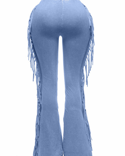 Fringe-Detailed Mineral Washed Pants - Muvin 