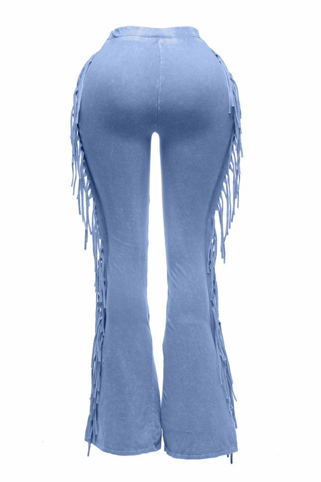Fringe-Detailed Mineral Washed Pants - Muvin 