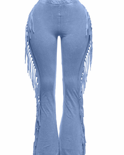 Fringe-Detailed Mineral Washed Pants - Muvin 