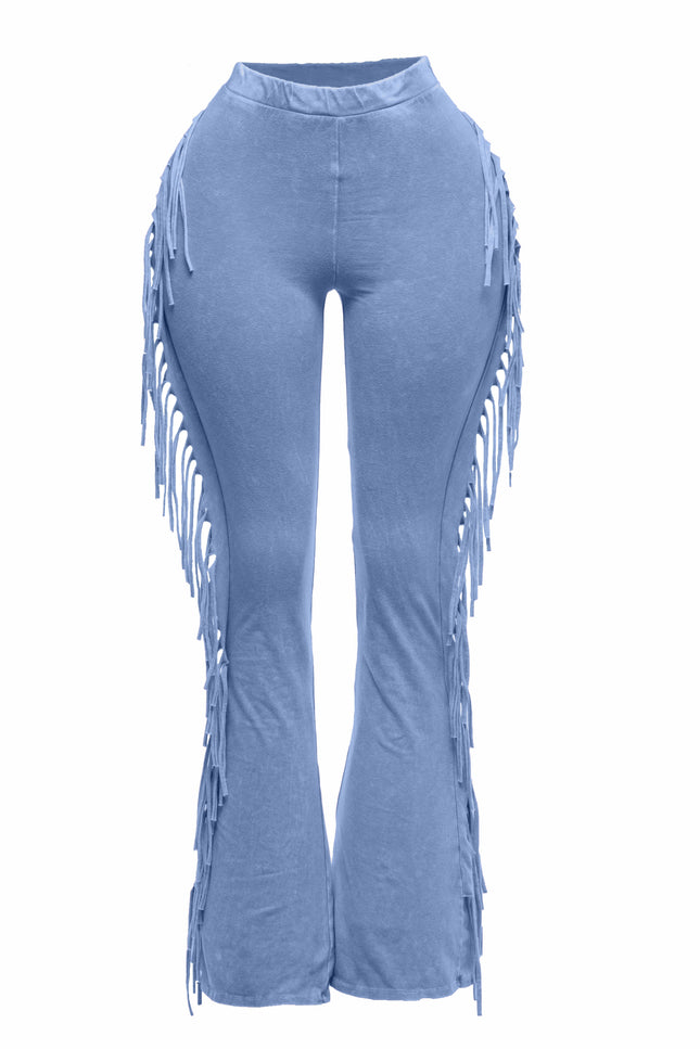 Fringe-Detailed Mineral Washed Pants - Muvin 