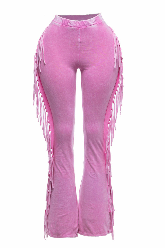 Fringe-Detailed Mineral Washed Pants - Muvin 