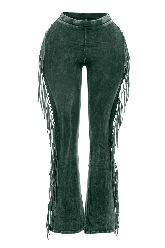 Fringe-Detailed Mineral Washed Pants - Muvin 