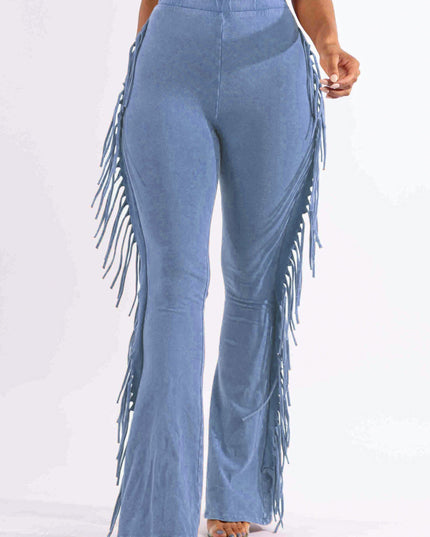 Fringe-Detailed Mineral Washed Pants - Muvin 