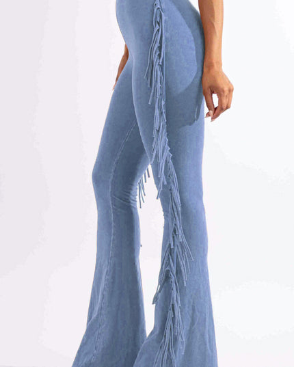 Fringe-Detailed Mineral Washed Pants - Muvin 