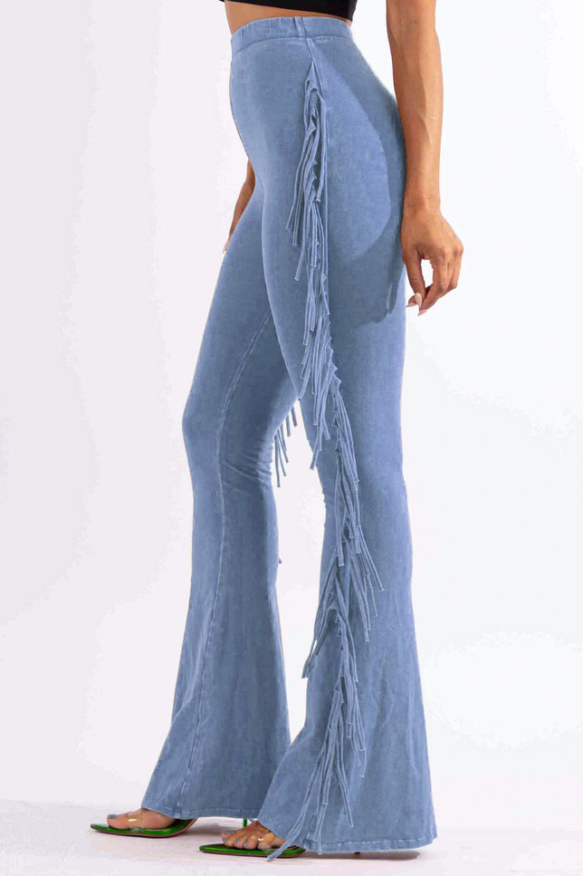 Fringe-Detailed Mineral Washed Pants - Muvin 
