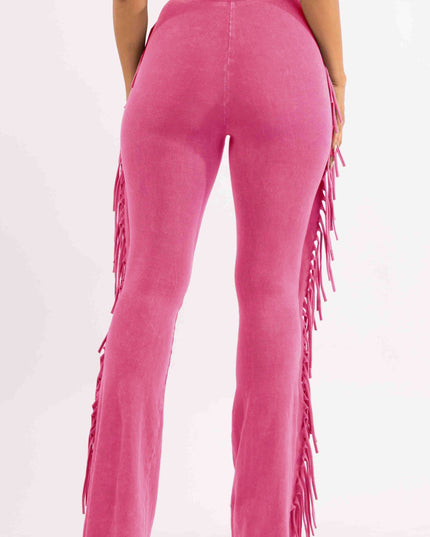 Fringe-Detailed Mineral Washed Pants - Muvin 