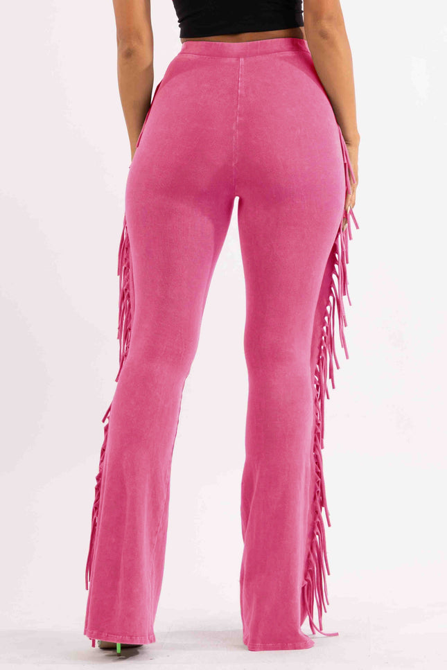 Fringe-Detailed Mineral Washed Pants - Muvin 