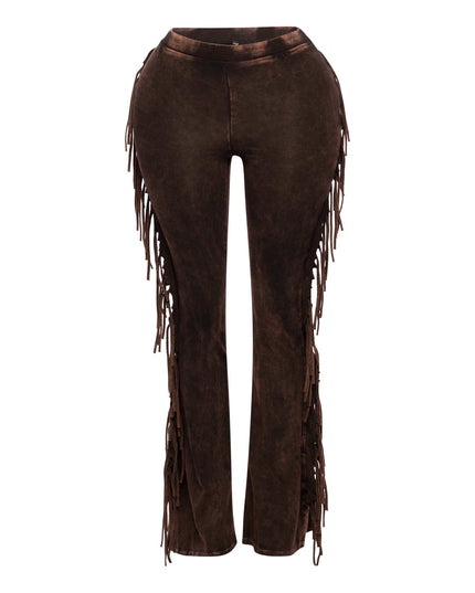 Fringe-Detailed Mineral Washed Pants - Muvin 