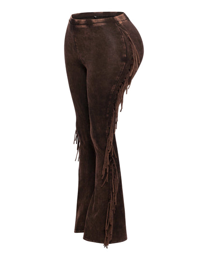Fringe-Detailed Mineral Washed Pants - Muvin 