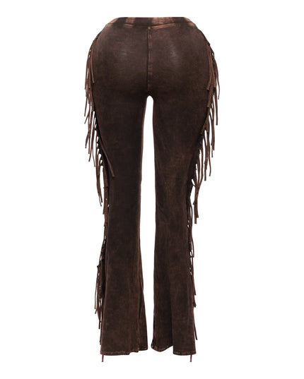 Fringe-Detailed Mineral Washed Pants - Muvin 