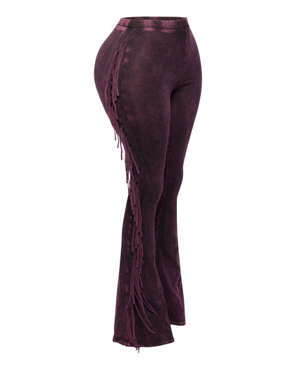 Fringe-Detailed Mineral Washed Pants - Muvin 