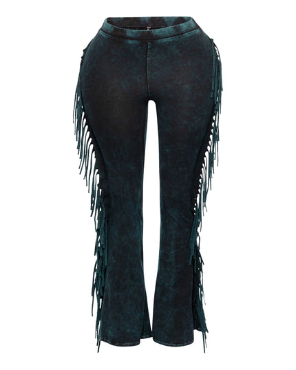Fringe-Detailed Mineral Washed Pants - Muvin 