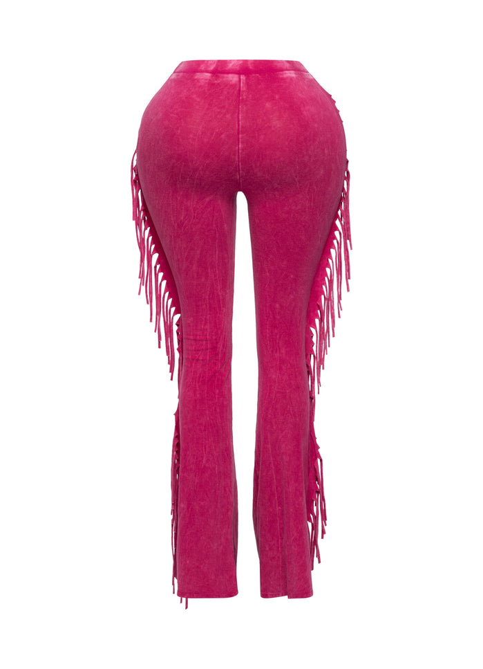 Fringe-Detailed Mineral Washed Pants - Muvin 